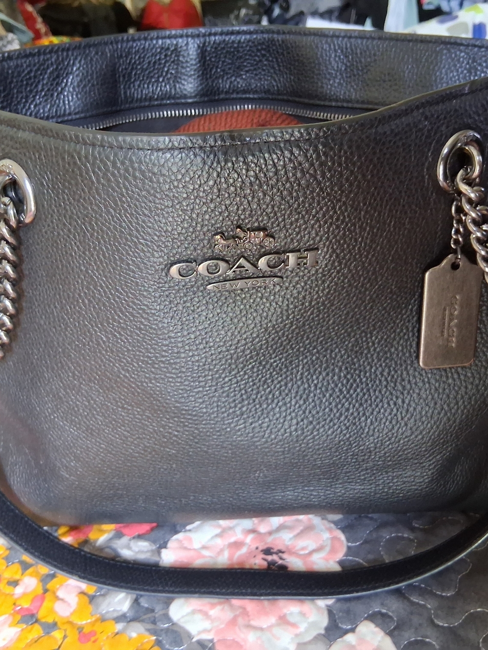 COACH Black Pebbled Leather Shoulder Bag